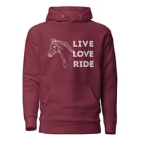 Image 4 of Unisex Hoodie, Live Love Ride Western Horse Unisex-Equestrian Cowgirl Graphic Hoodie