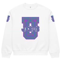 Image 1 of Jesus U Pink Teal Oversized crewneck