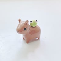 Image 1 of Capybara with frog ceramic figurine