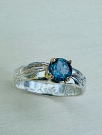 Image 3 of sterling silver feather ring with blue topaz 