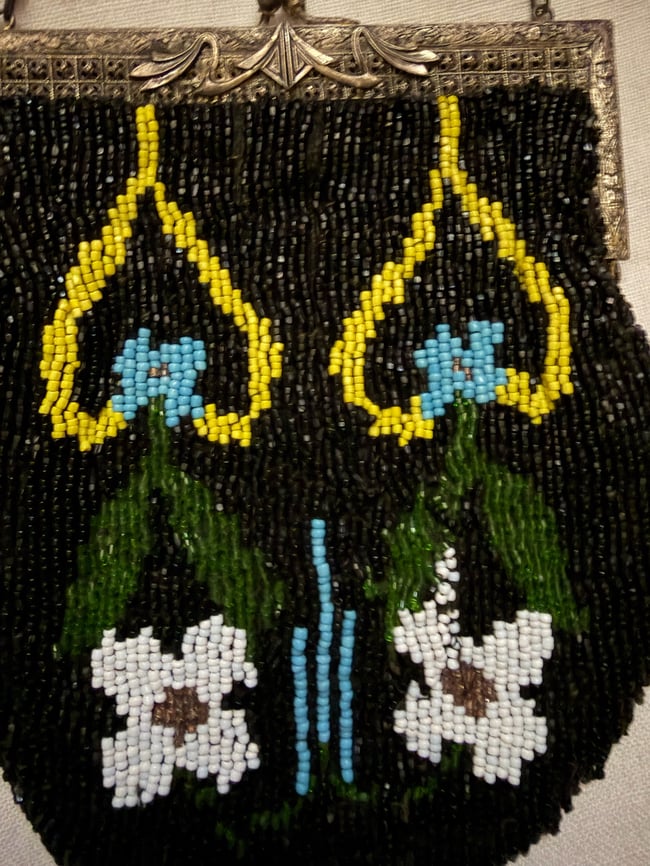 1920s hand beaded art deco bohemian purse bag glass