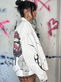 Image 6 of “FANGS” CUSTOM PAINTED WHITE DENIM. ROP JACKET LARGE