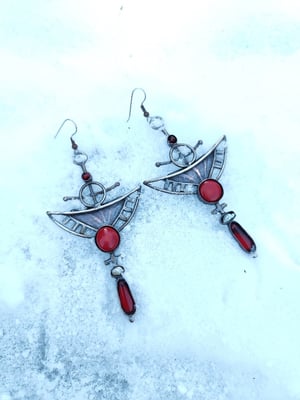 Red statement earrings 