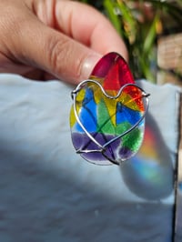 Image of Love is love chip wire-wrapped pendant 