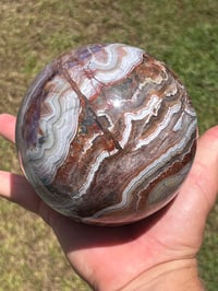 Image 1 of Mexican Lace Agate With Amethyst Sphere #2468