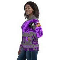 Image 2 of BOSSFITTED Purple and Grey AOP Unisex Bomber Jacket