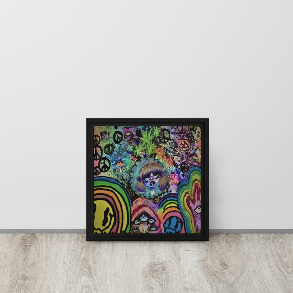 Image of "Edible Nightmare"  Trippy Abstract Framed canvas