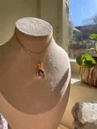 Image 1 of Gold  Garden Quartz Rectangle Crystal Necklace