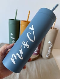 Image 5 of 16oz Personalised Handlettered Skinny Tumblers 