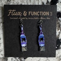 Image 1 of Wood dangle Trey Jedi Earrings with Poured Paint Detail #154