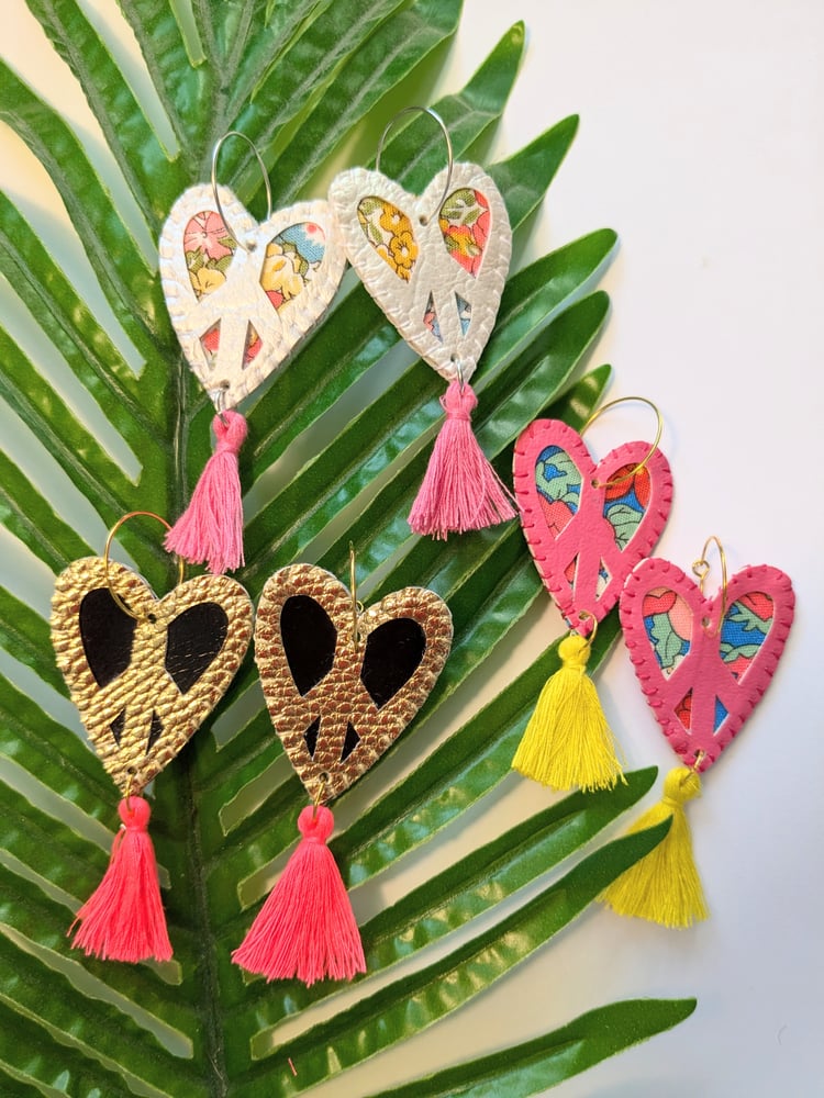 Image of CND Heart Tassel Earrings