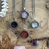 Triple Moon Crystal Filled Necklace