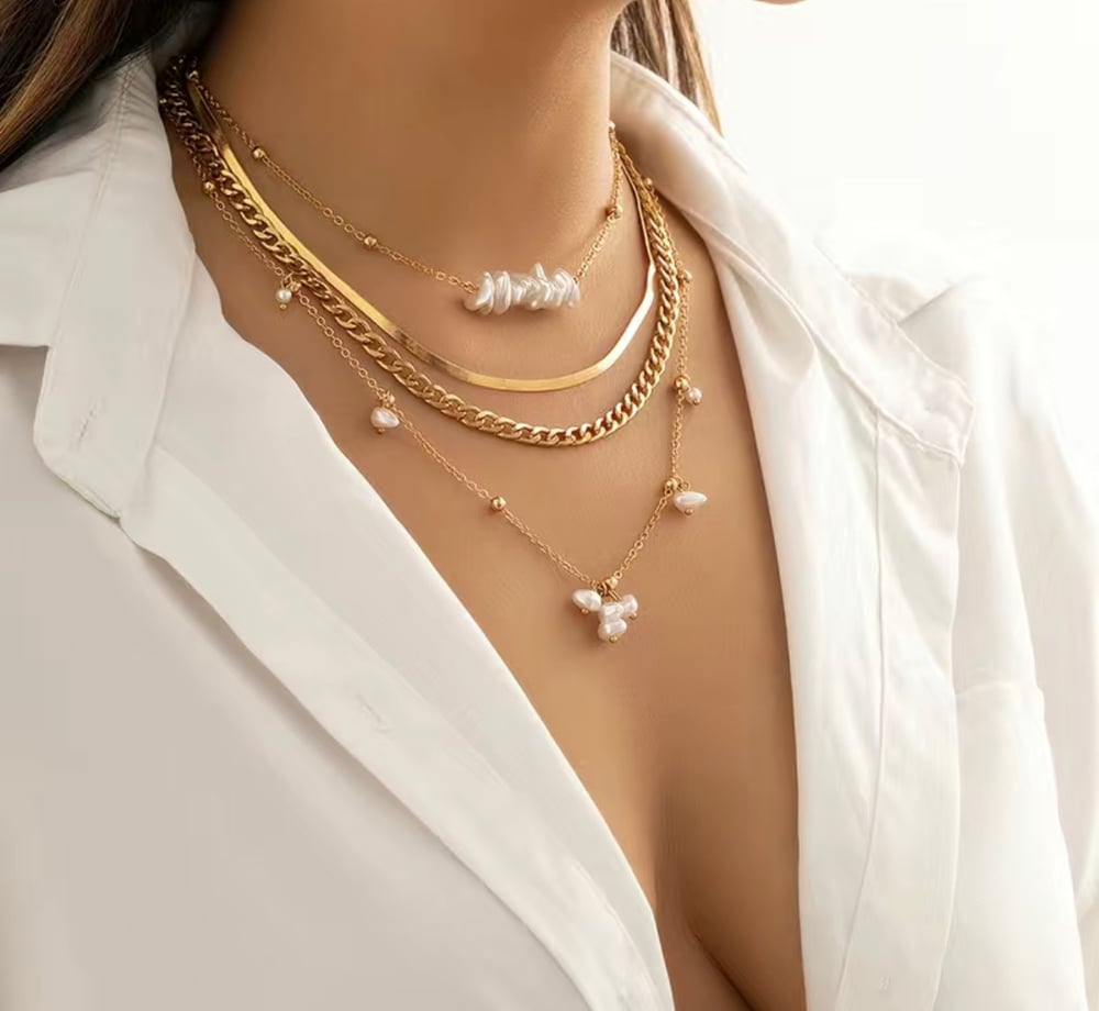 Image of Pearlesque- 4pc Layered Necklace