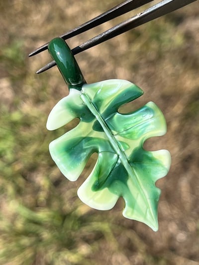 Image of Varigated Monstera Leaf Pendant 6