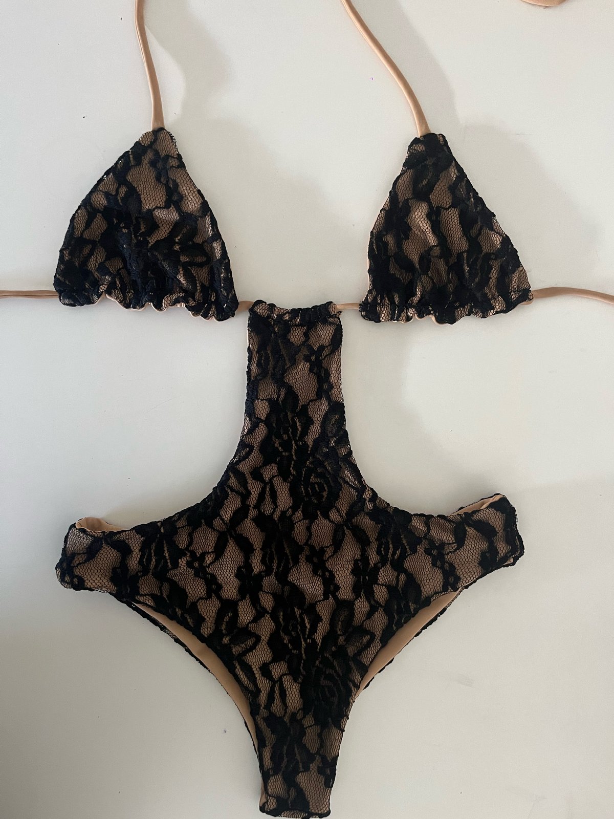 Black lace swimsuit By Alexandra Santoro