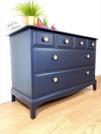 Image 2 of Vintage Stag Chest Of Drawers painted in navy blue