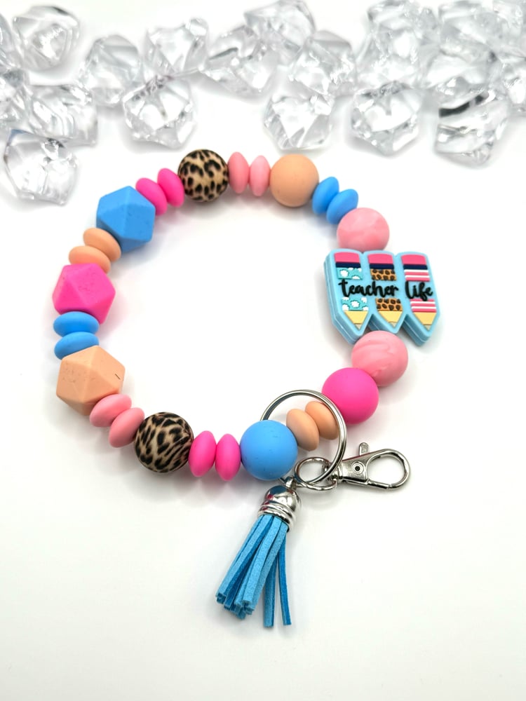 Image of Teacher Life ( pink and blue ) Keychain Wrislet