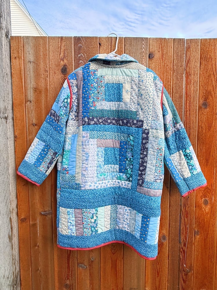 Image of Quilt Coat — Blue Log Cabin