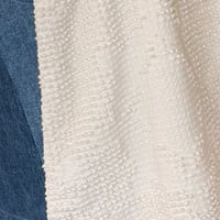 Image 7 of Reversible Upcycled Denim and Cream Textured Women’s Vest with Crochet  Appliqué - Size L 