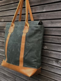 Image 6 of Large tote bag, carryall with leather base and handles collection Unisex