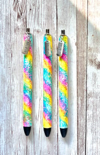 Image 3 of Custom Rainbow Burst Glitter Pen w/‘Believe’ Charm 