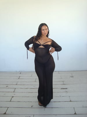 Image of black mesh arrayán maxi dress