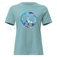 Image 1 of Women's Relaxed T-Shirt, Tie Dye Peace Sign Retro Tee