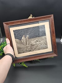 Image 3 of LARGE STATEMENT PIECE "1800's Dante Inferno Gustave Dore" page with preserved spider web - C