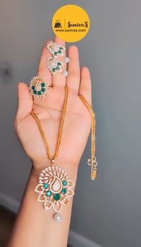 Image 2 of Tanuja - Premium Quality Peacock Short Chain AD Necklace