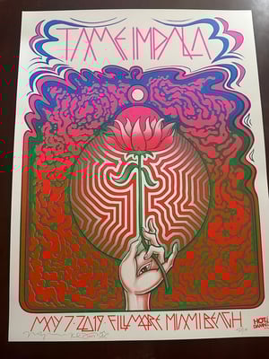 Tame Impala  Gig Poster 2019 Miami collaboration with Nathaniel Deas