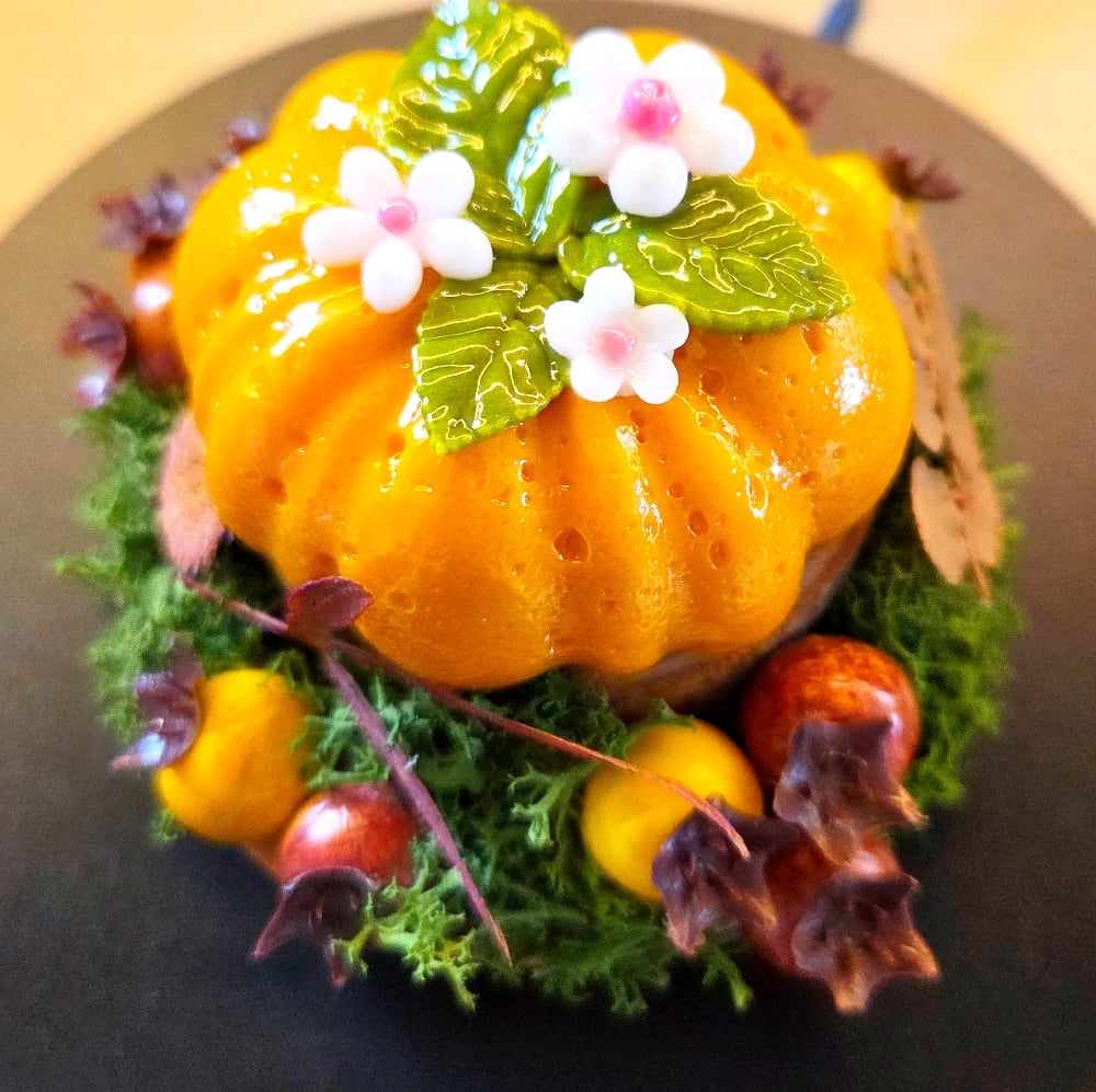 Image of Fused Glass and mixed media Autumn table decoration. 