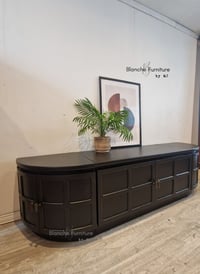 Image 4 of Long Curved Nathan Sideboard in Black with Antique Bronze Handles