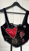 Handmade Heavy Embellished Heart Valentines Velvet Corset