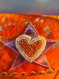 Image 3 of Woodstock cross body/ passport bag - Orange and peach heart 