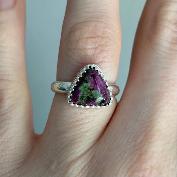 Image of Anyolite Silver Ring 5.5
