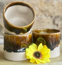 Image 3 of Cream Chestnut and Tenmoku Dimpled Tumbler