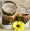 Cream Chestnut and Tenmoku Dimpled Tumbler