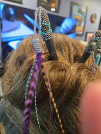 Image 5 of Beaded feather and turquoise hair stix