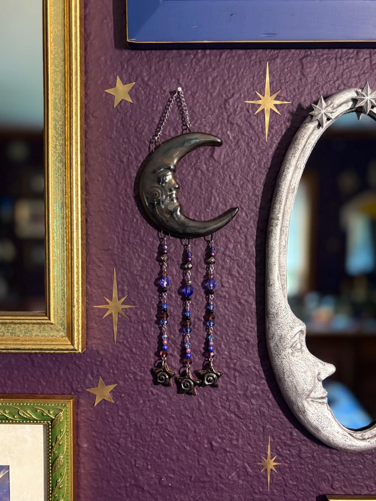 Image of Beaded Moon Wall Hanging #7 (discounted)