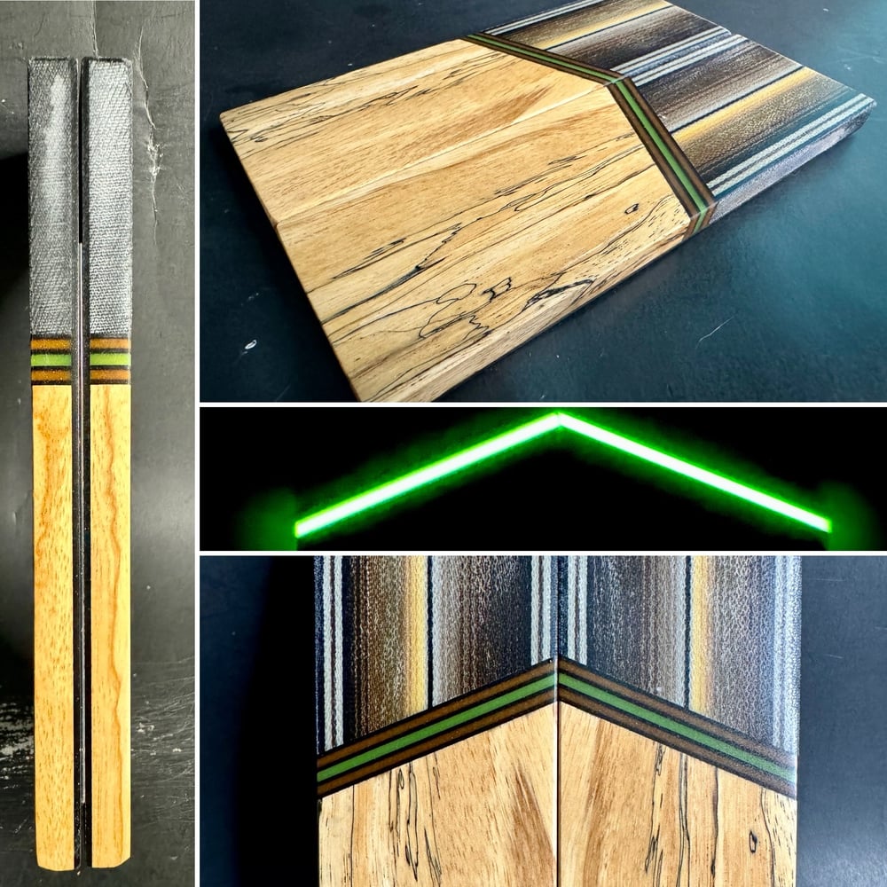 Image of G-carta Micarta & Spalted Tamarind GLOW Segmented Knife Scales