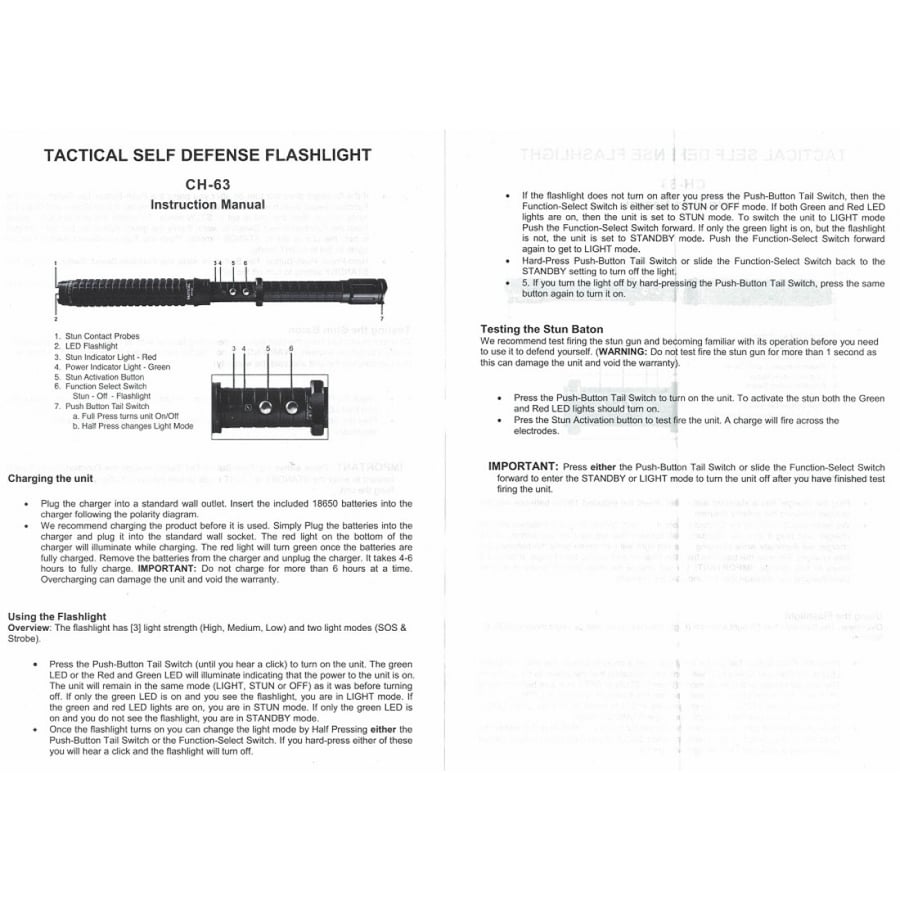 Image of Cheetah Truncheon Extendable Flash Light Stun Gun, Black 