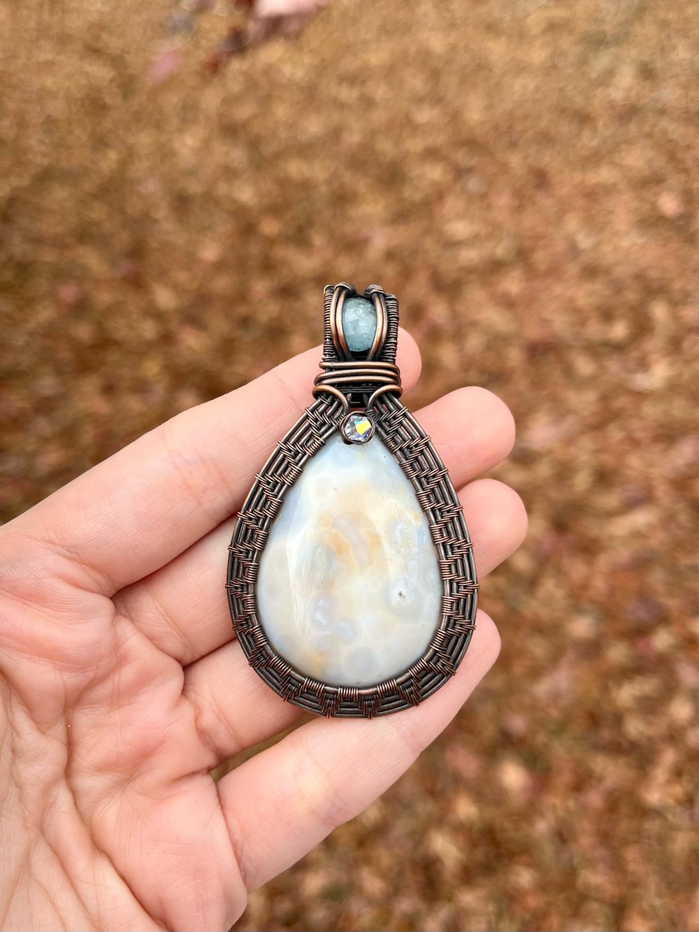 Image of sea jasper x aquamarine & Czech crystal bicone