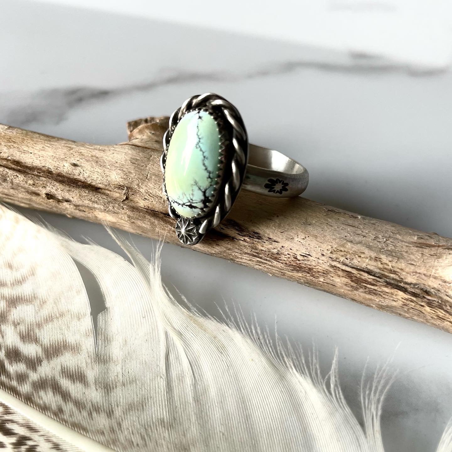 Image of Handmade Giraffe Turquoise Sterling Silver Ring 925