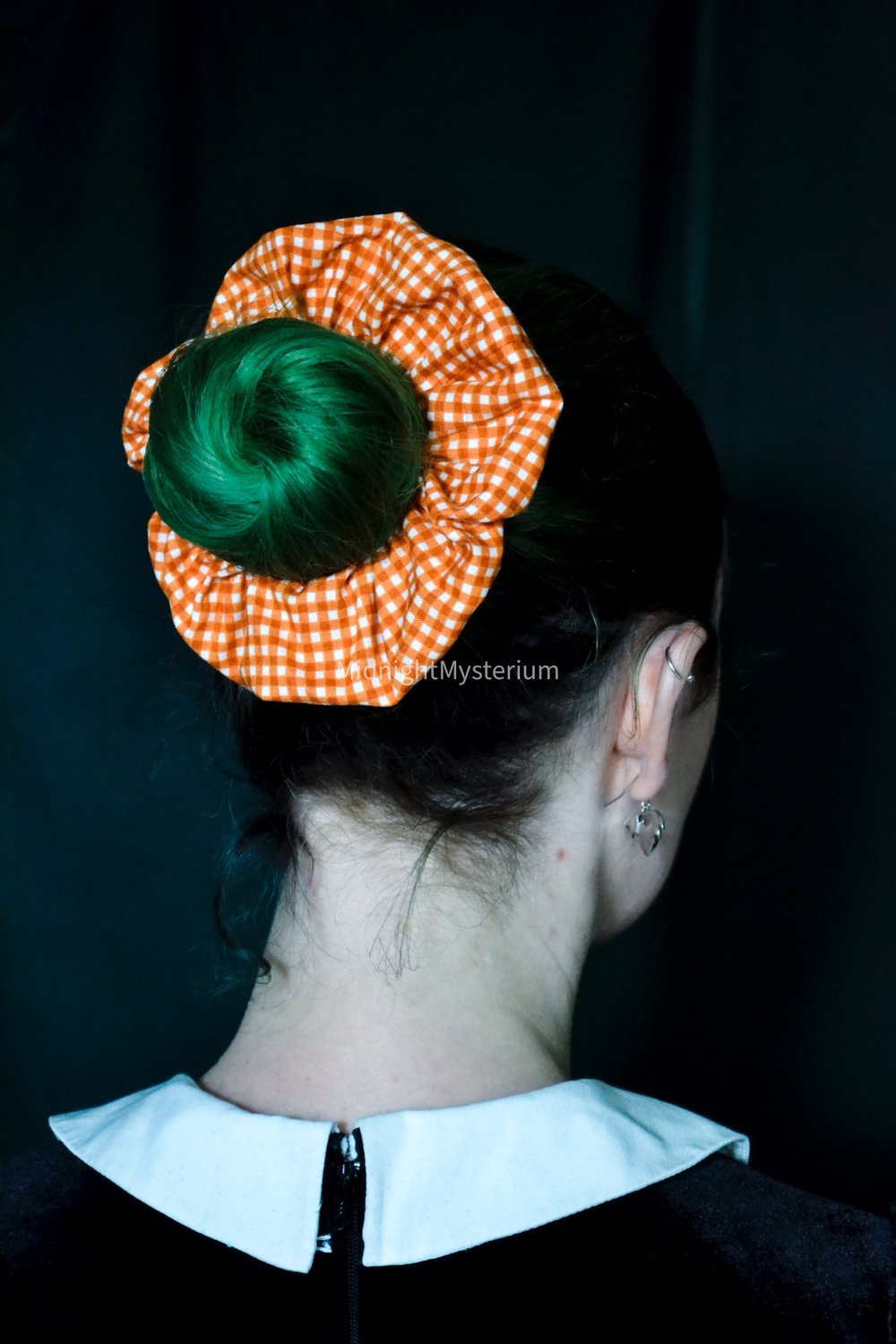 Orange Gingham Scrunchie