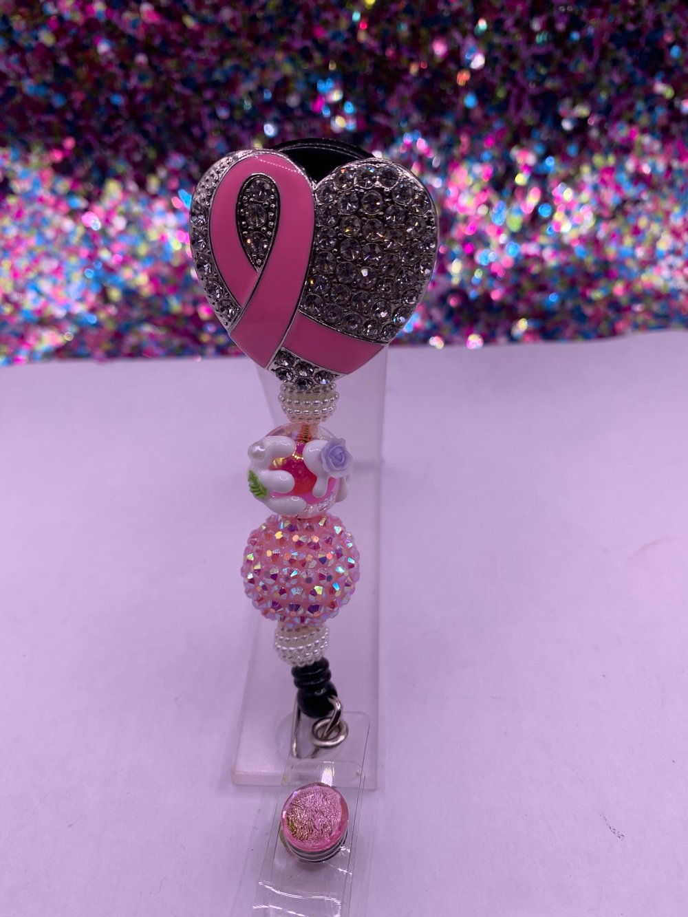 Image of Pink Ribbons Badge Holder 
