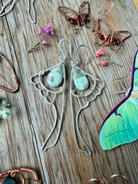 Image 3 of Sterling Silver Luna Wing Earrings with Ruby in Fuchsite