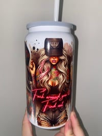 Image 2 of tattoo girl glow in the dark stainless steel tumbler