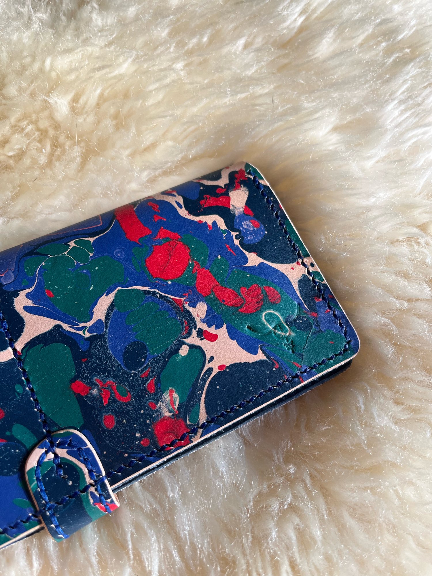 Image of Red/Blue/Green Marbled Long Wallet