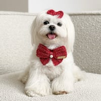 Image 2 of CROCHET HAIRBOW - RED GLITTER