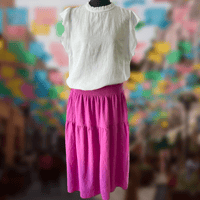Image 6 of Pink Tiered Boho Maxi Skirt- Size M